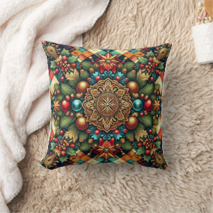 Vintage/Classic colorful Christmas Throw Pillow