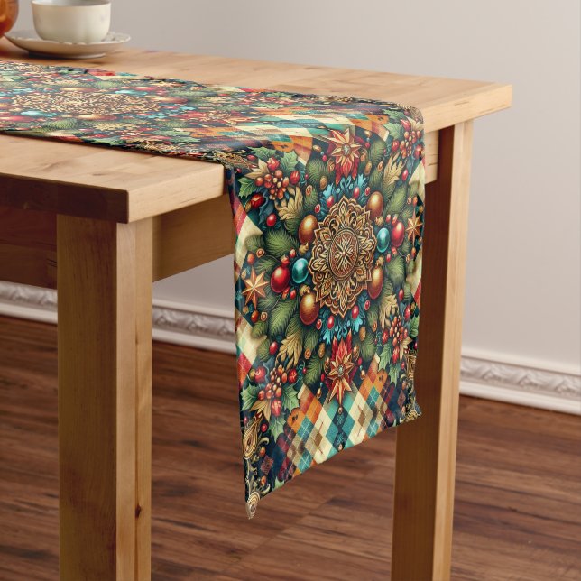 Vintage/Classic colourful Christmas Medium Table Runner (In Situ)