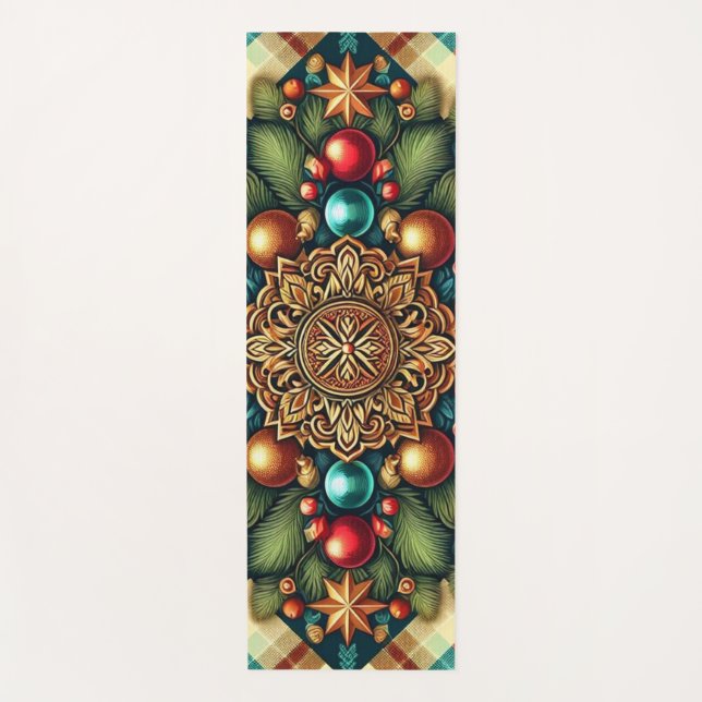 Vintage/Classic colourful Christmas Yoga Mat (Front)