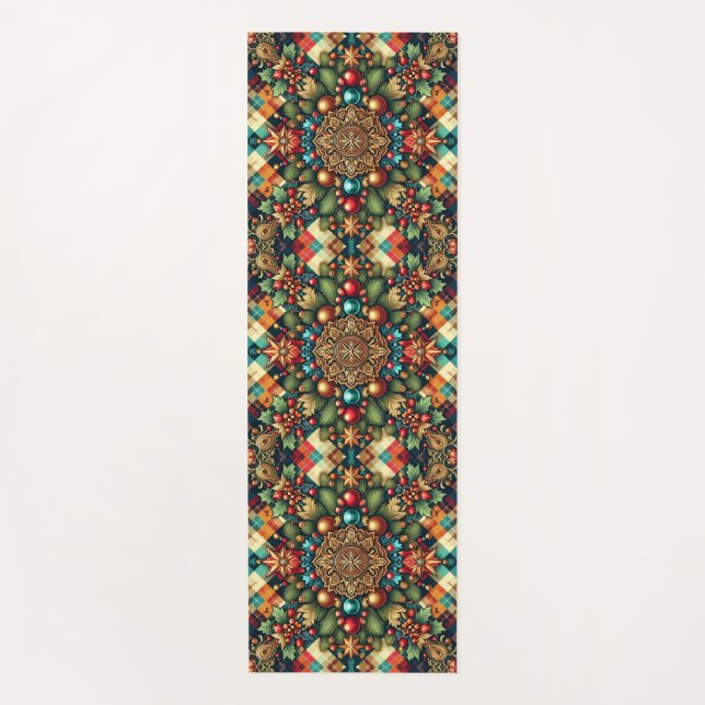 Vintage/Classic colourful Christmas Yoga Mat (Front)