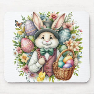 Vintage/Classic Cute Easter Bunny Mouse Pad