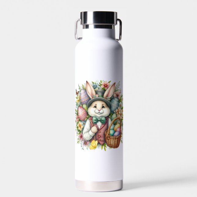 Vintage/Classic Cute Easter Bunny Water Bottle (Front)