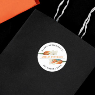 Vintage Classic Elegant White Orange Lily Floral  Round Sticker