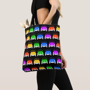 Vintage Classic Fiat 500 Rainbow Tote Bag
