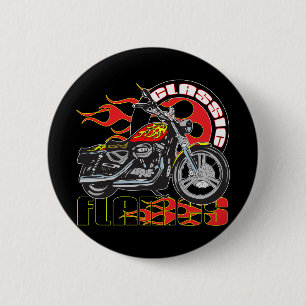 Vintage Classic Flame Paint Job Motorcycle 2 Inch Round Button