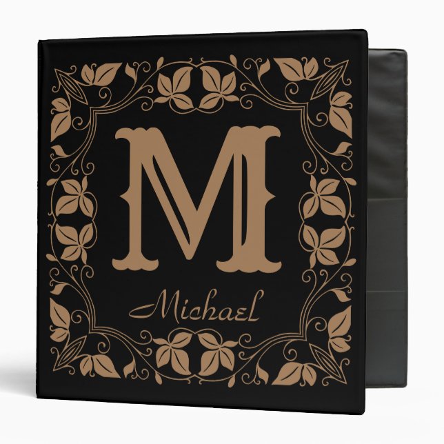 Vintage Classic Floral Personalized Monogram Name  Binder (Front/Inside)