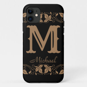 Vintage Classic Floral Personalized Monogram Name iPhone 11 Case