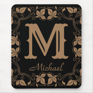Vintage Classic Floral Personalized Monogram Name Mouse Pad