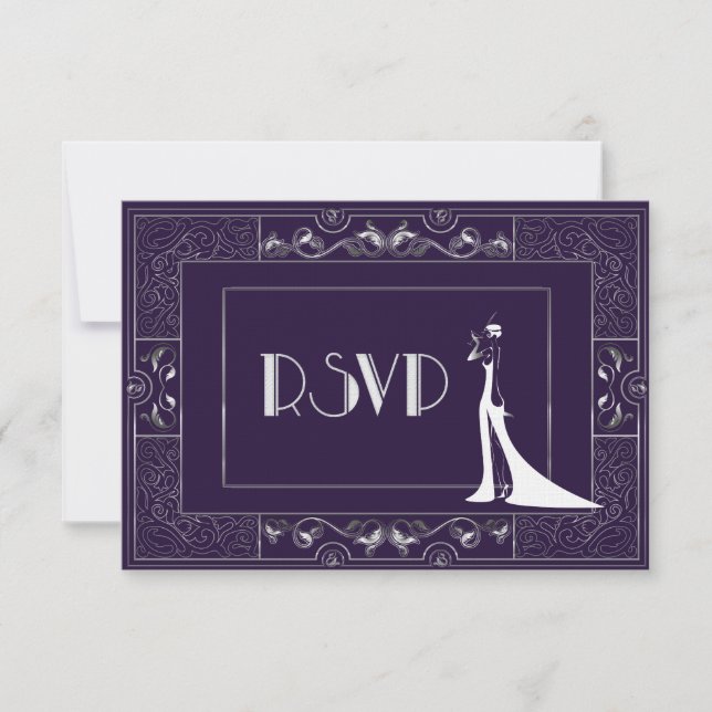 Vintage Classic Gatsby Style new RSVP Manuela Card (Front)