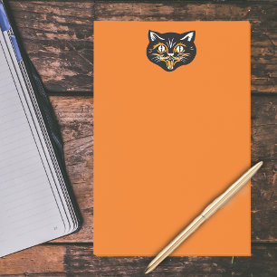Vintage Classic Halloween Black Cat Face Fangs Post-it Notes