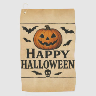 Vintage/classic Happy Halloween jack-o-lantern Golf Towel