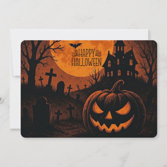 Vintage, classic Happy Halloween pumpkin Invitation (Front)