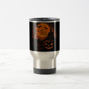 Vintage, classic Happy Halloween pumpkin Travel Mug