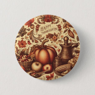 Vintage/Classic Happy Thanksgiving 2 Inch Round Button