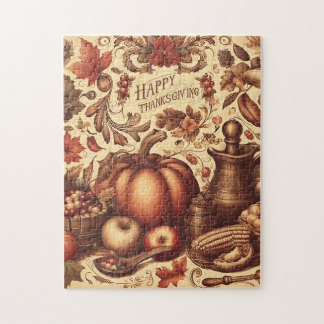 Vintage/Classic Happy Thanksgiving Jigsaw Puzzle (Vertical)