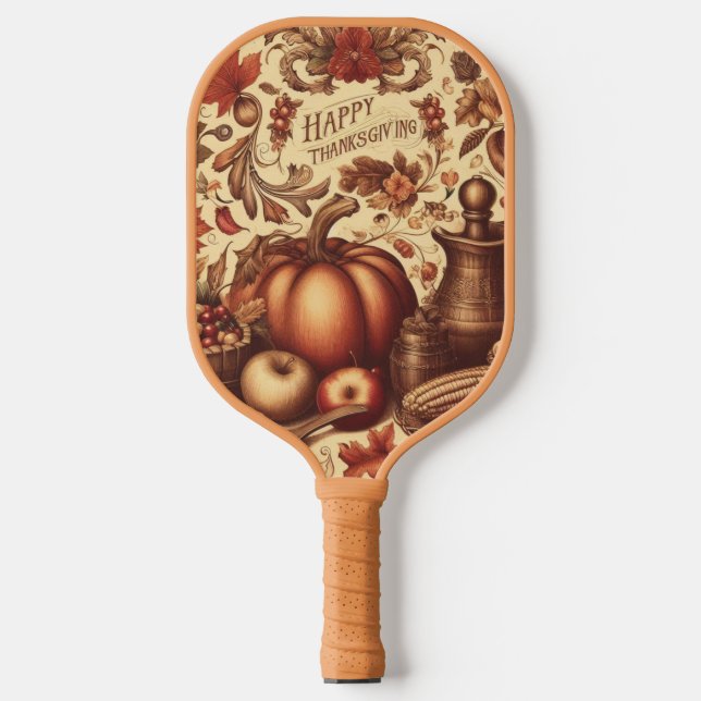 Vintage/Classic Happy Thanksgiving Pickleball Paddle (Front)