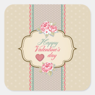 Vintage Classic Happy Valentine's Day Sticker Seal