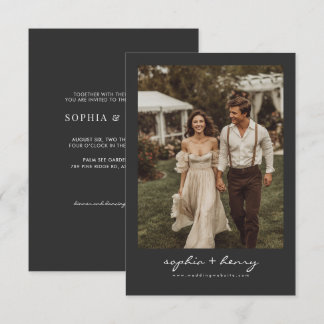 Vintage Classic Modern Script Photo Wedding Invitation