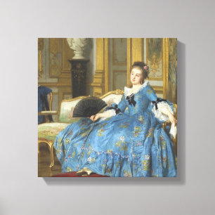 Vintage Classic Painting of Sassy Girl with Fan Canvas Print