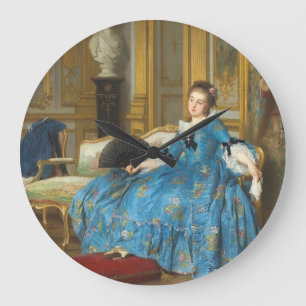 Vintage Classic Painting of Sassy Girl with Fan Large Clock