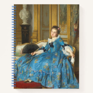 Vintage Classic Painting of Sassy Girl with Fan Notebook