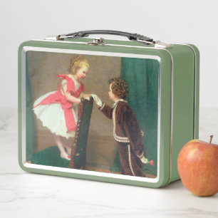 Vintage Classic Painting of Victorian Children Metal Lunch Box