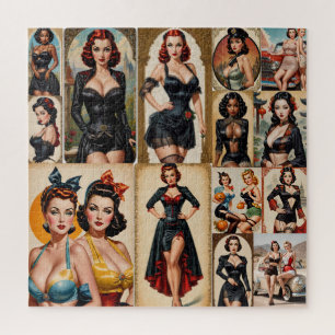 Vintage Classic Pin-up Girls Collection Design  Jigsaw Puzzle