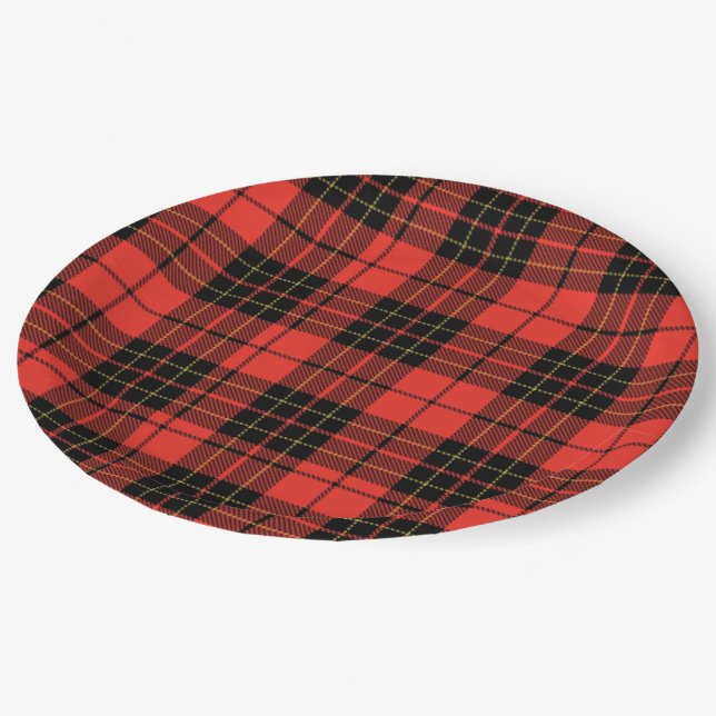 vintage Classic Plaid Baby Shower Paper Plates (Angled)