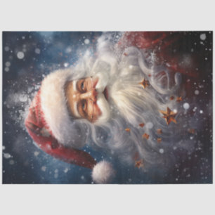 Vintage classic Santa Claus in snowy forest  Tissue Paper