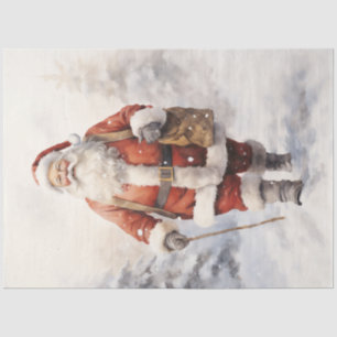 Vintage classic Santa Claus smiling in forest Tissue Paper