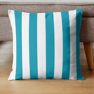 Vintage Classic Sea ​​Green & White Stripes Throw Pillow