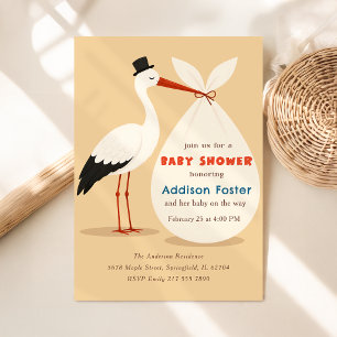 Vintage Classic Stork Special Delivery Baby Shower Invitation