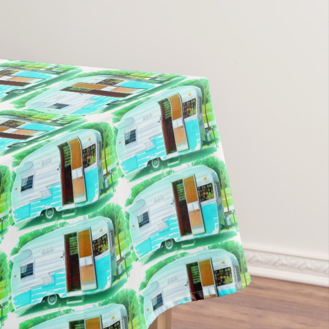 Vintage classic trailer caravan Thunder_Cove Tablecloth (In Situ)