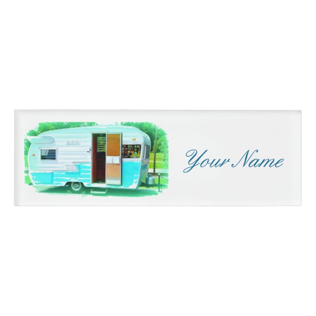 Vintage classic trailer gypsy caravan name tag (Front)