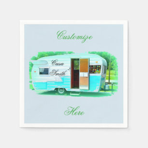 Vintage classic trailer gypsy caravan napkin