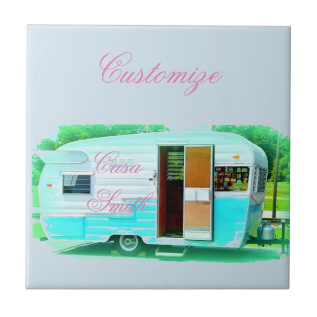 Vintage classic trailer gypsy caravan tile (Front)