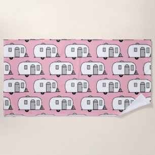 Vintage classic trailer rounded caravan beach towel