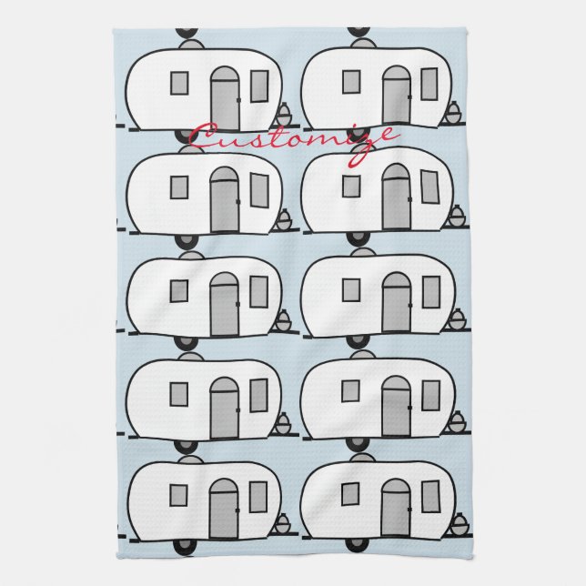 Vintage classic trailer rounded caravan kitchen towel (Vertical)