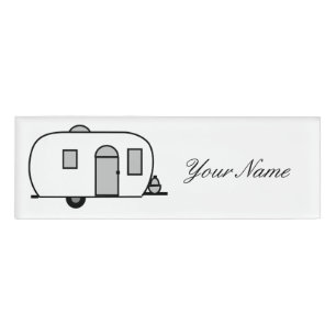 Vintage classic trailer rounded caravan name tag