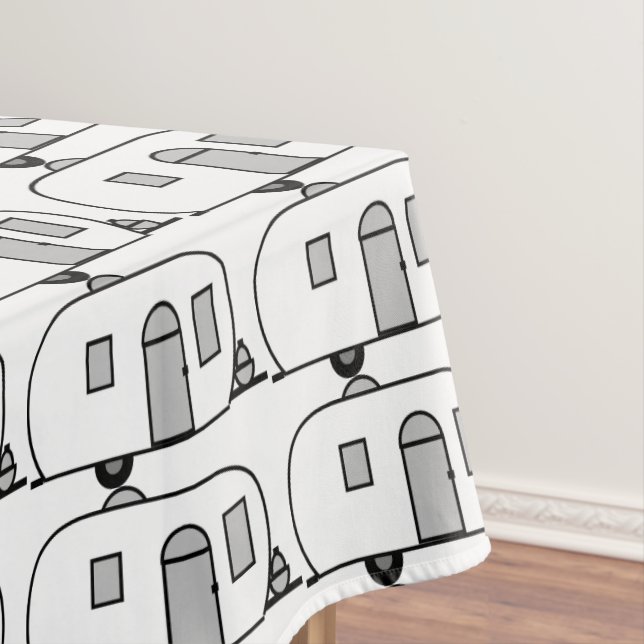 Vintage classic trailer rounded caravan tablecloth (In Situ)