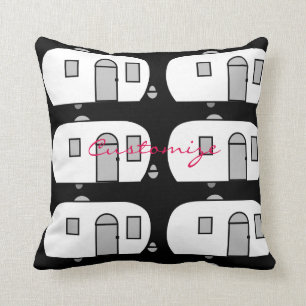 Vintage classic trailer rounded caravan throw pillow