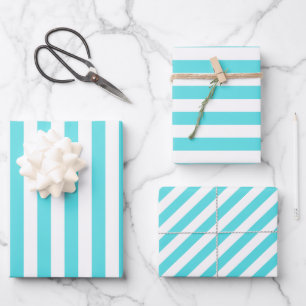 Vintage Classic Turquoise & White Stripes Wrapping Paper Sheet