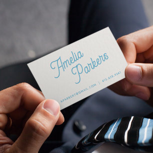Vintage Classic Typography Minimalist Blue Business Card