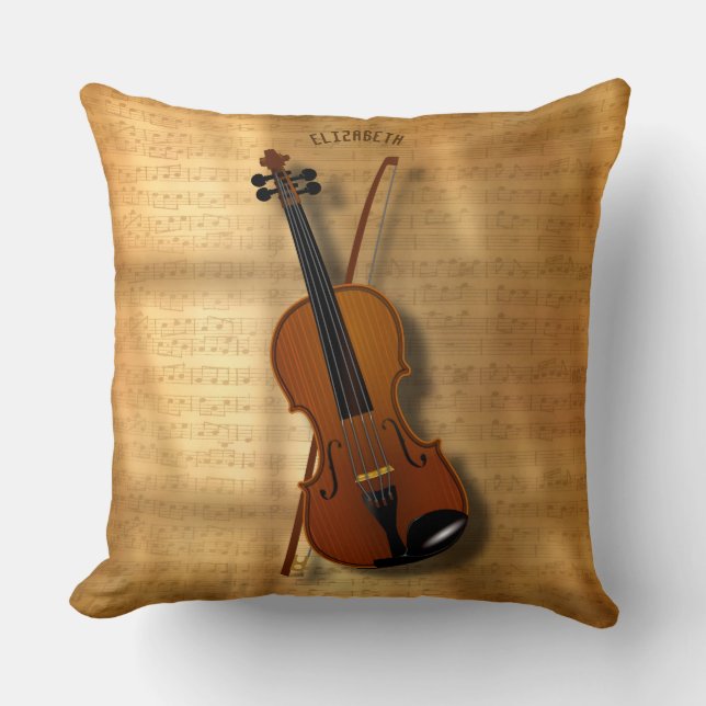 Vintage Classic Violin With A Bow Throw Pillow (Front)