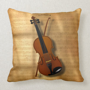 Vintage Classic Violin With A Bow Throw Pillow
