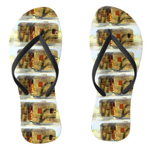 Vintage classic weathered wood caravan flip flops