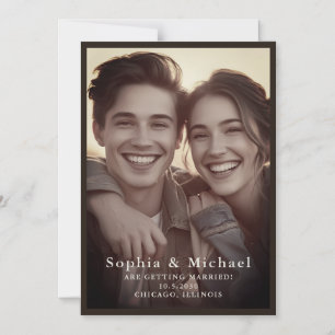 Vintage Classic Wedding Save the Date Dark Brown Magnetic Invitation