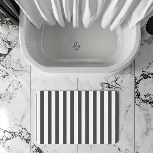 Vintage Classic white and dark grey stripes Bath Mat