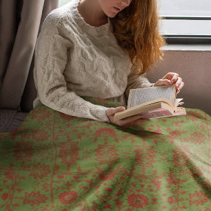 Vintage Classic William Morris Christmas Colors  Sherpa Blanket