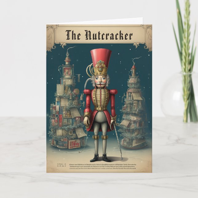 Vintage Classic Wooden Nutcracker Custom Christmas Holiday Card (Front)